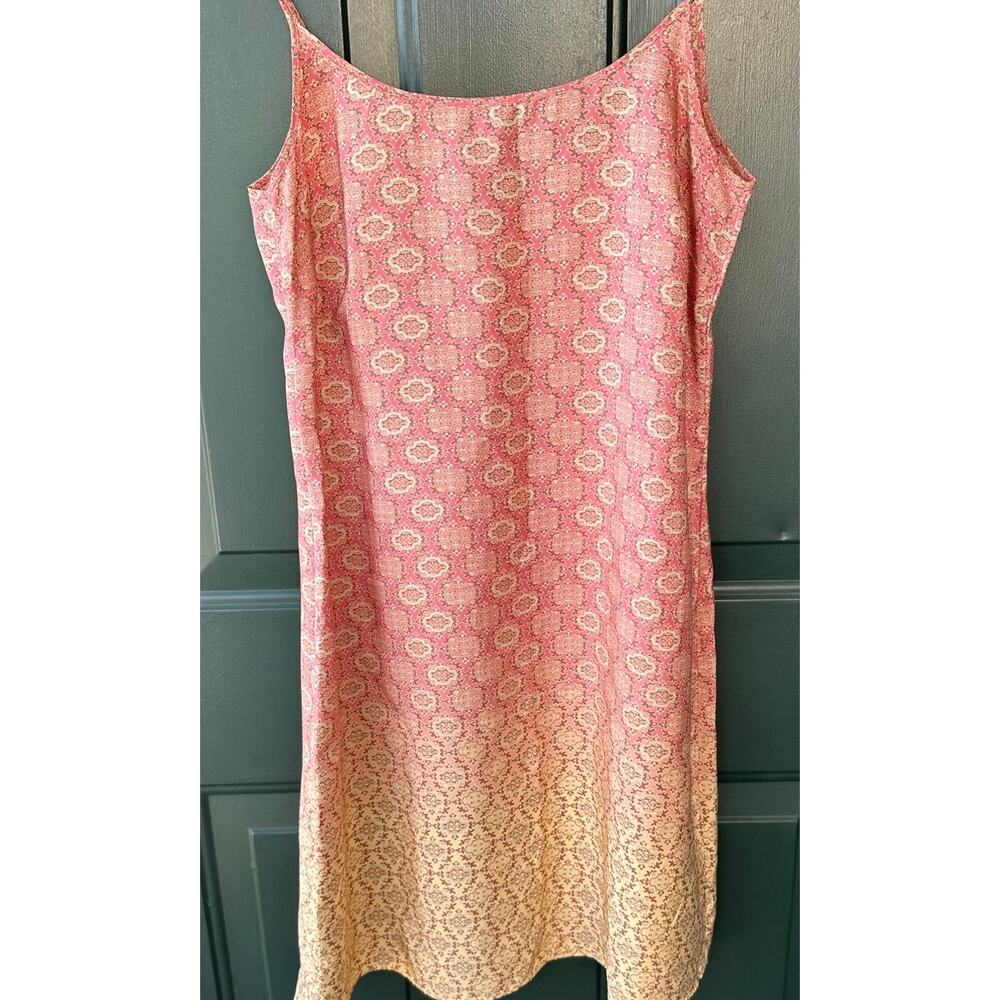 Vintage J.Crew Silk Slip Dress 6P Pink.& Yellow Ombre Boho Preppy Beachy